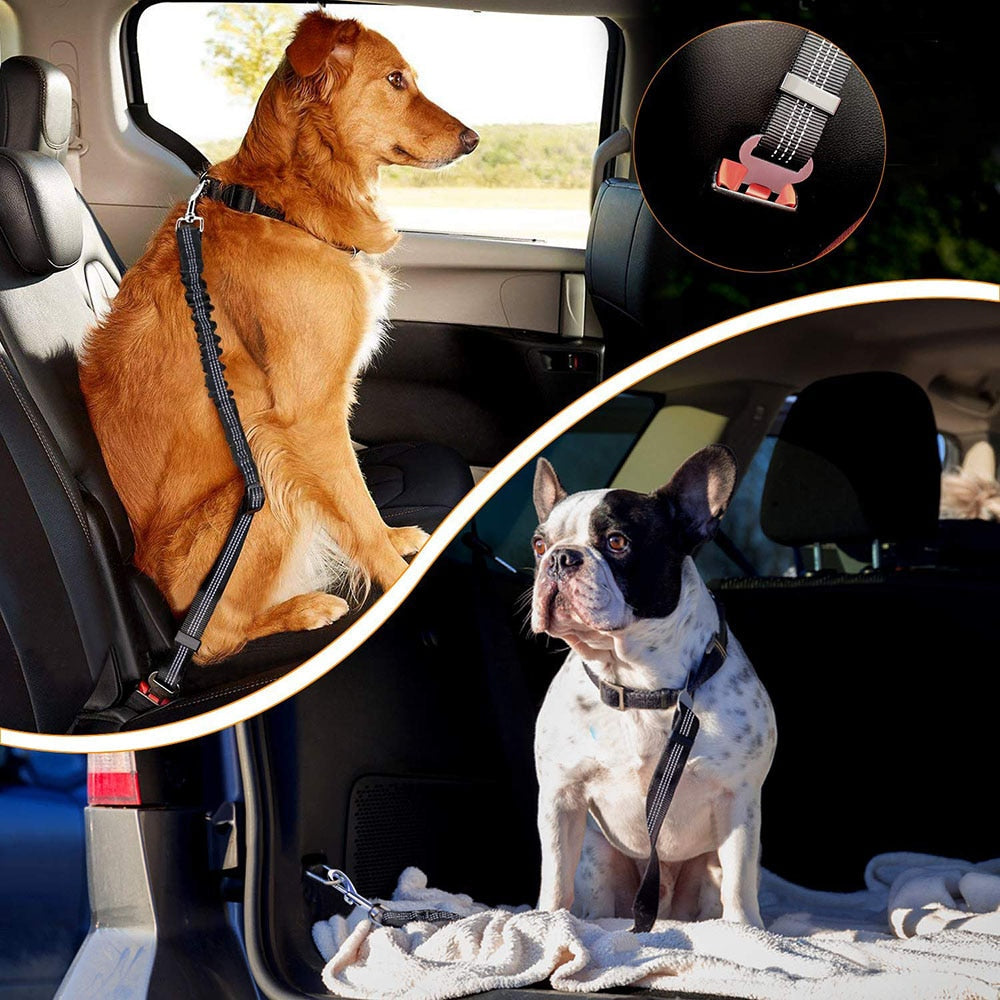 Upgraded Adjustable Dog Seat Belt Dog Car Seatbelt Harness Leads Elastic Reflective Safety Rope Pet Dog Cat Supplies