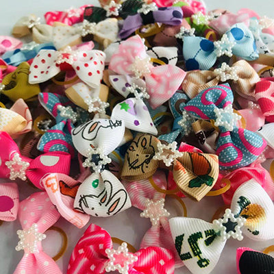 20 pieces/lot Cute Pet Dog Bows Ball Hair Accessories Grooming Puppy Hair Accessories With Rubber Bands Pet Headwear