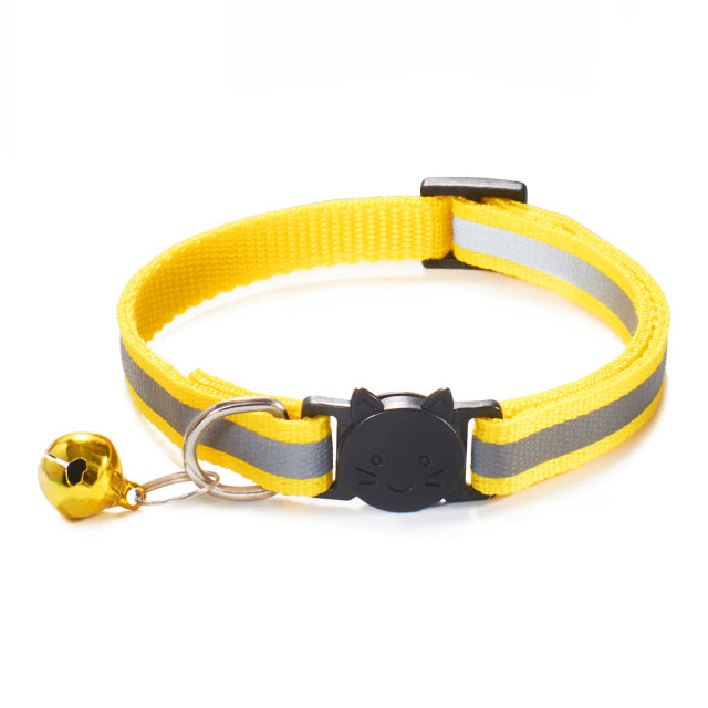 New Colors Reflective Breakaway Cat Collar Neck Ring Necklace Bell Pet Products Safety Elastic Adjustable With Soft Material 1PC