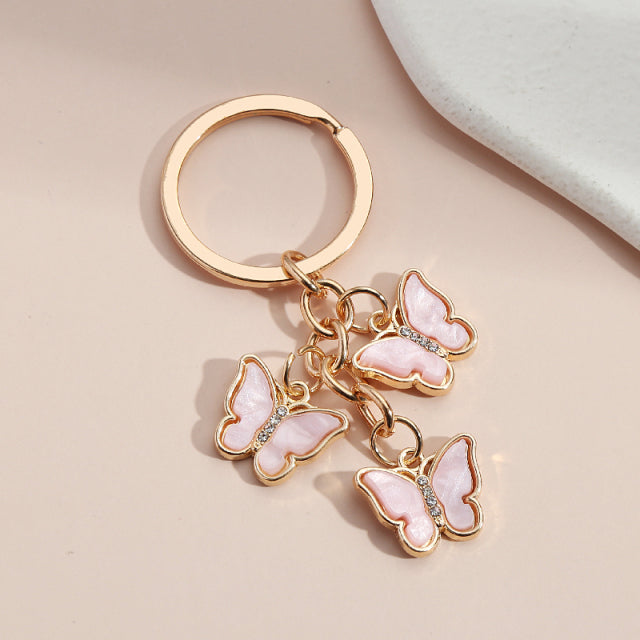 New Colorful Enamel Butterfly Keychain Insects Car Key Women Bag Accessories Jewelry Gifts