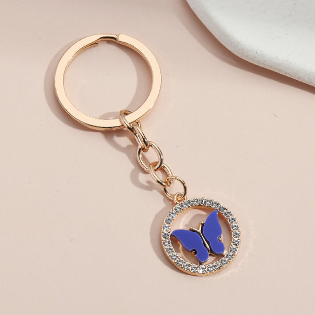 New Colorful Enamel Butterfly Keychain Insects Car Key Women Bag Accessories Jewelry Gifts