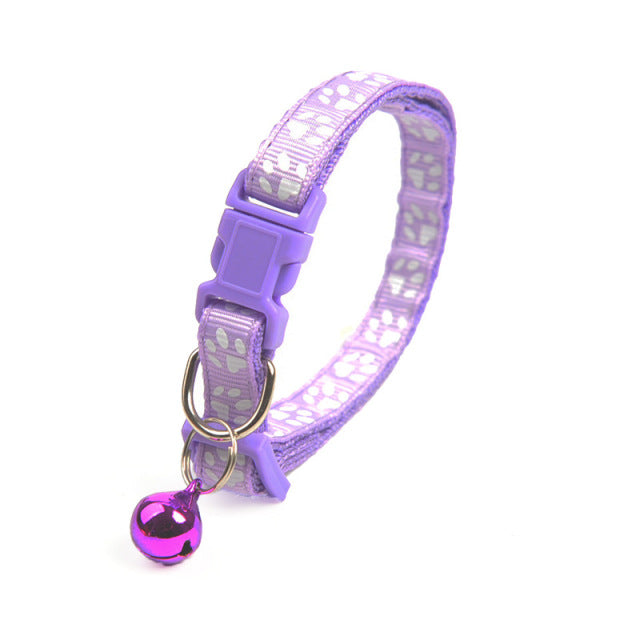 1Pc Colorful Cute Bell Collar Adjustable Buckle Cat Collar Pet Supplies Footprint Personalized Kitten Collar Small Dog Accessory